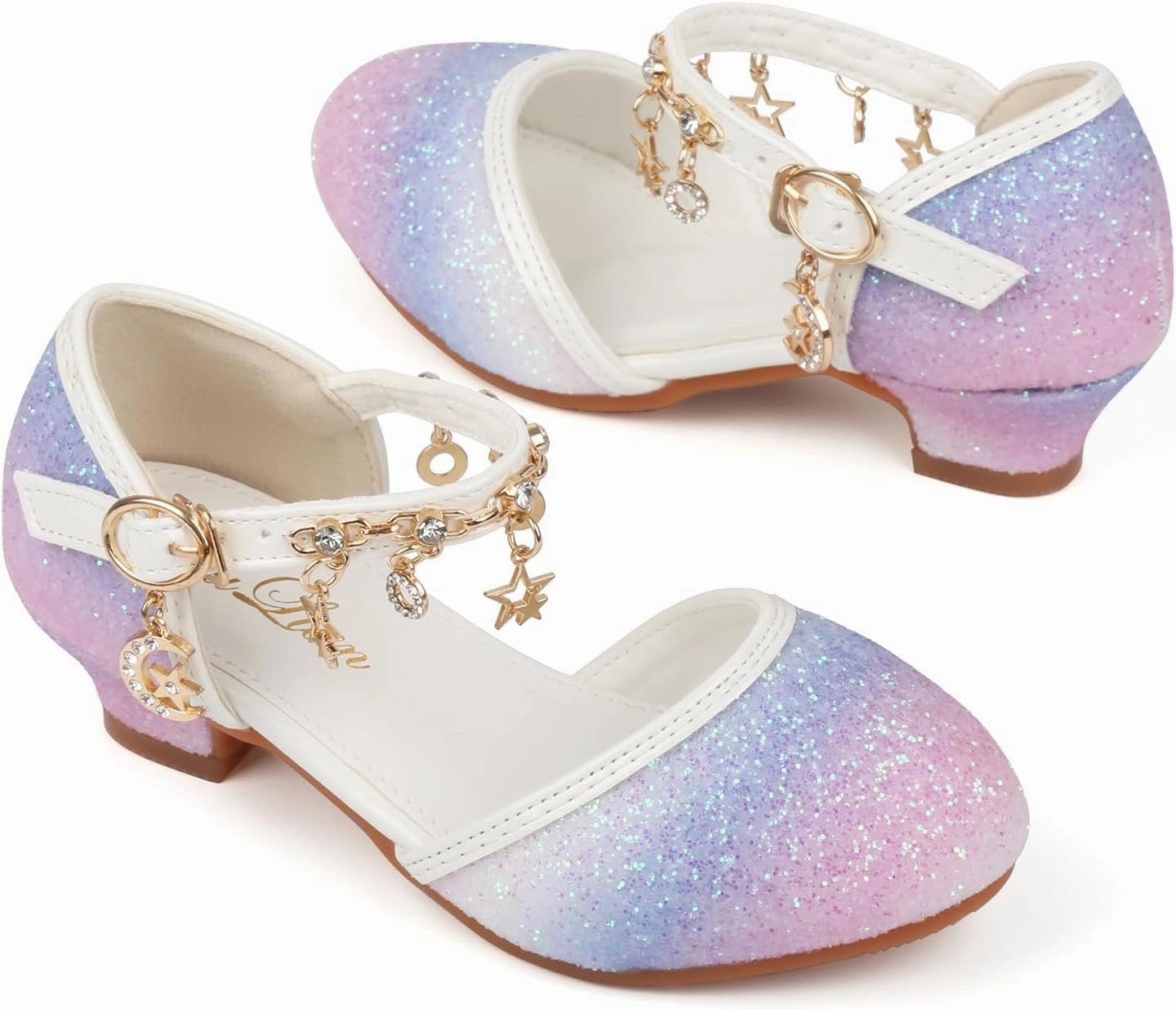 ChuLian Little Kids Girls Dress Pumps Glitter Sequins Princess Low Heels Princess Dress Shoes Party Dance Shoes Rhinestone Sandals Best Asics Shoes For Cushioning