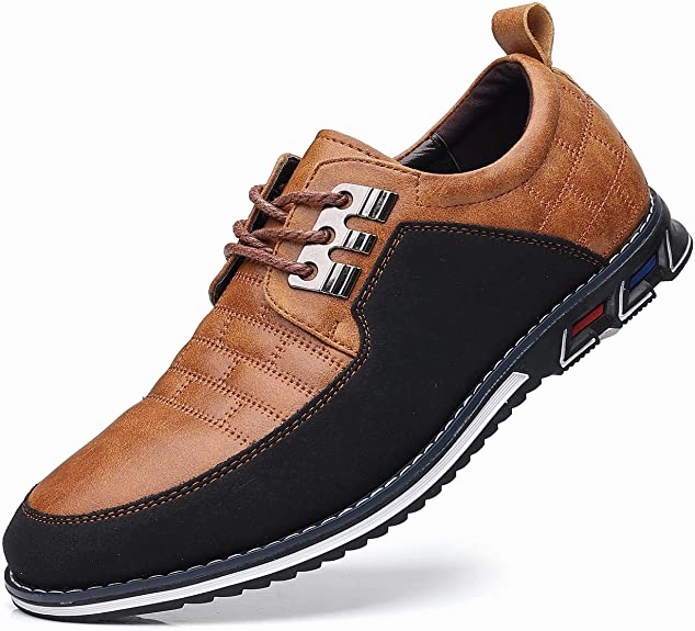 For High Arch Underpronators Barefoot Walking Men Casual Shoes Luxury Comfortable Loafers Driving Flats Sneakers Shoes for Male Fashion Leather Lace-up Business Work Office Dress