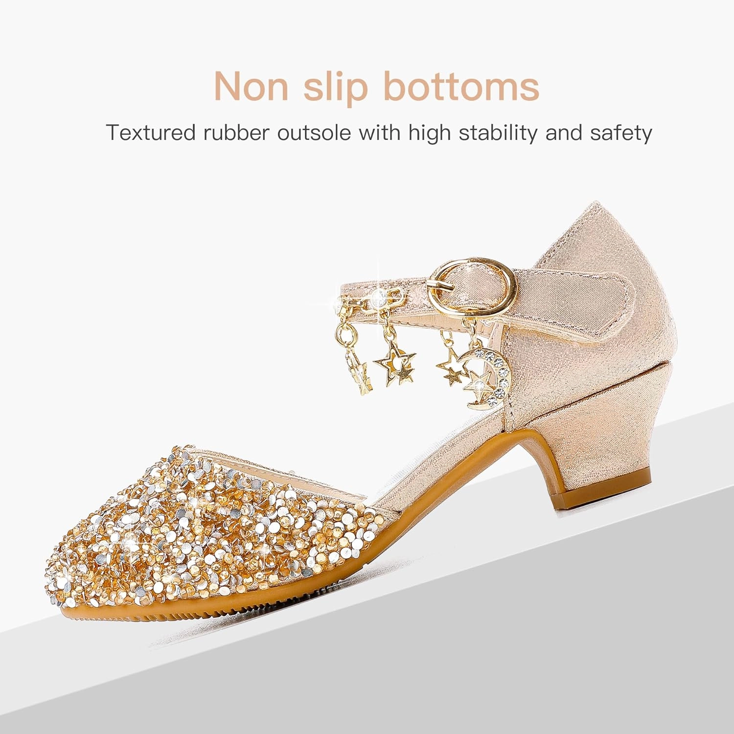 Furdeour Girls Dress Shoes Princess Crystal High Heels Closed Toe Party Wedding Flower Girls Shoes Toddler Little Big Kid Asics X Wide Shoes