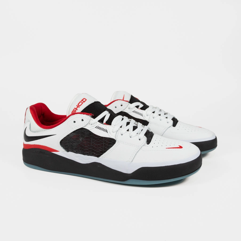 Reflective Shoes Nike Nike SB - Ishod Wair Premium Leather Shoes - White / Black / University Red