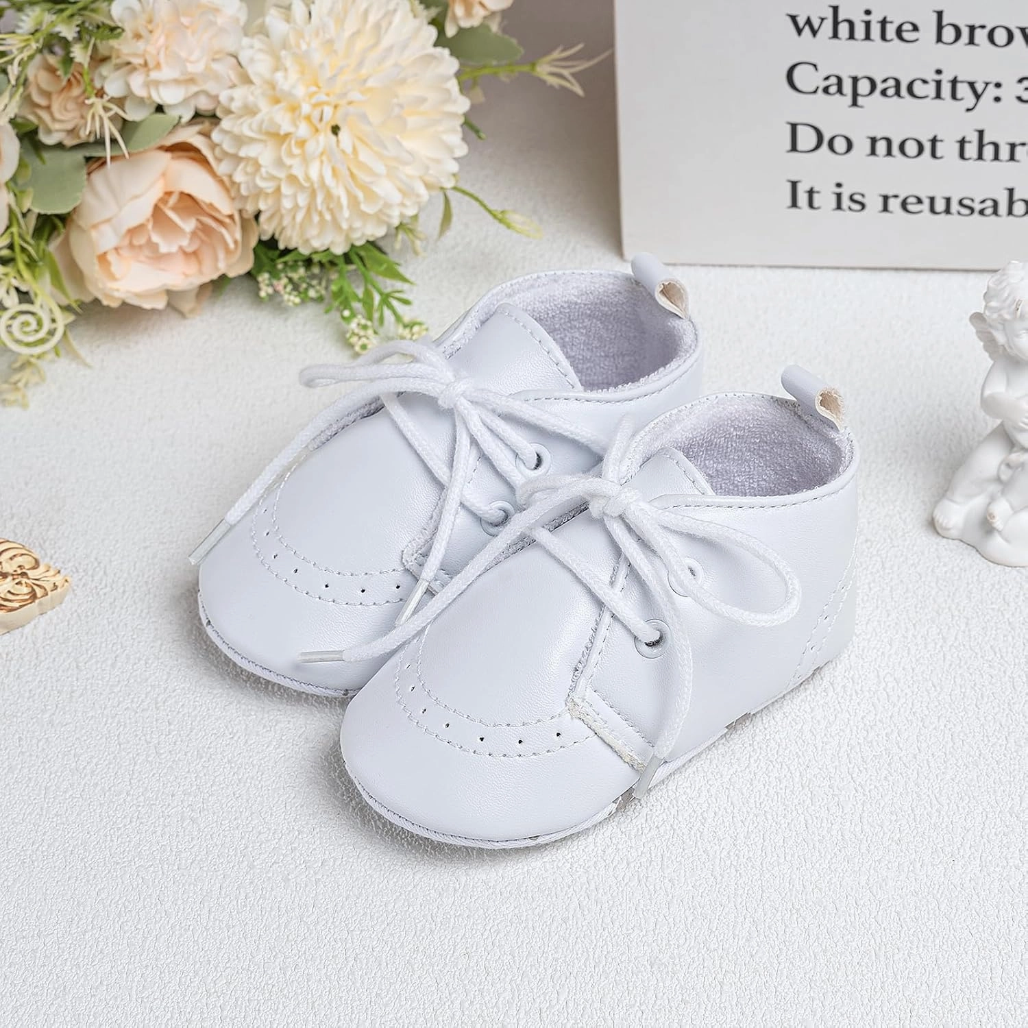 Booulfi Baby Boy Shoes Walking White Infant Newborn Shoes Booties Easter Baptism Christening Outfits Gifts for Boys Girls New Shoes Asics