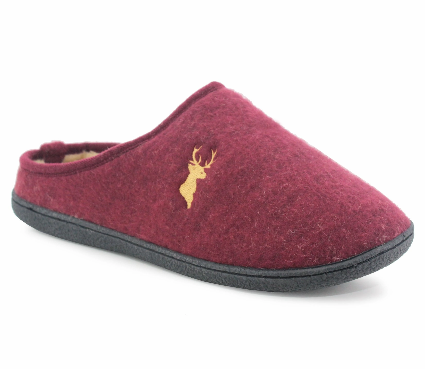 Yankees Slippers WILLIAM Mens Faux Fur Lined Loafer Slippers in Burgundy