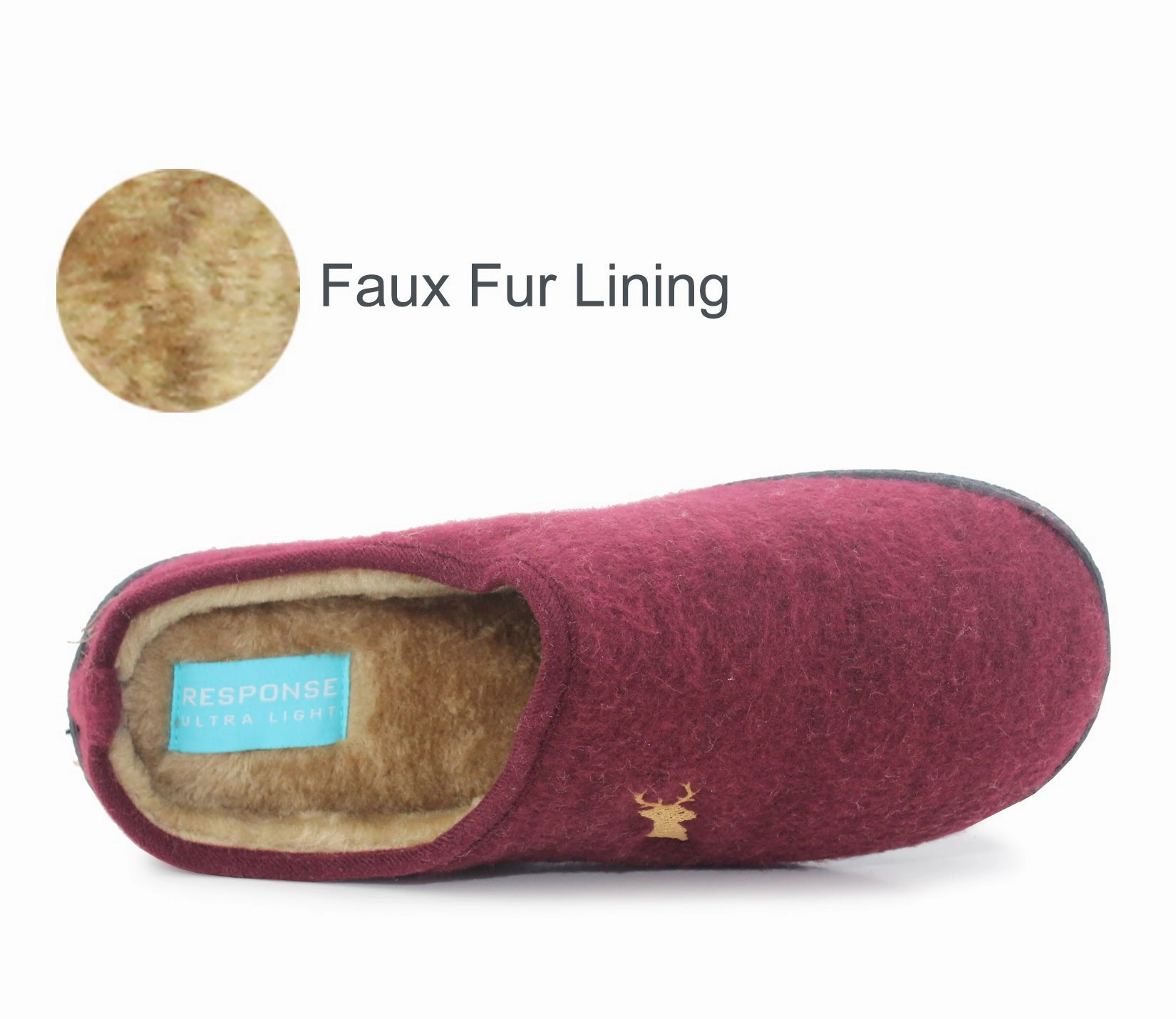 WILLIAM Mens Faux Fur Lined Loafer Slippers in Burgundy Glass Slippers Butterfly Bush