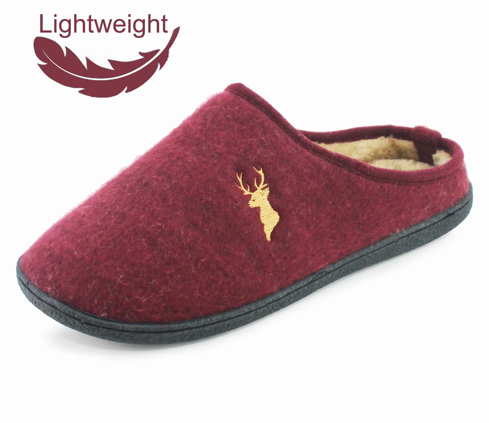 By Slippers WILLIAM Mens Faux Fur Lined Loafer Slippers in Burgundy