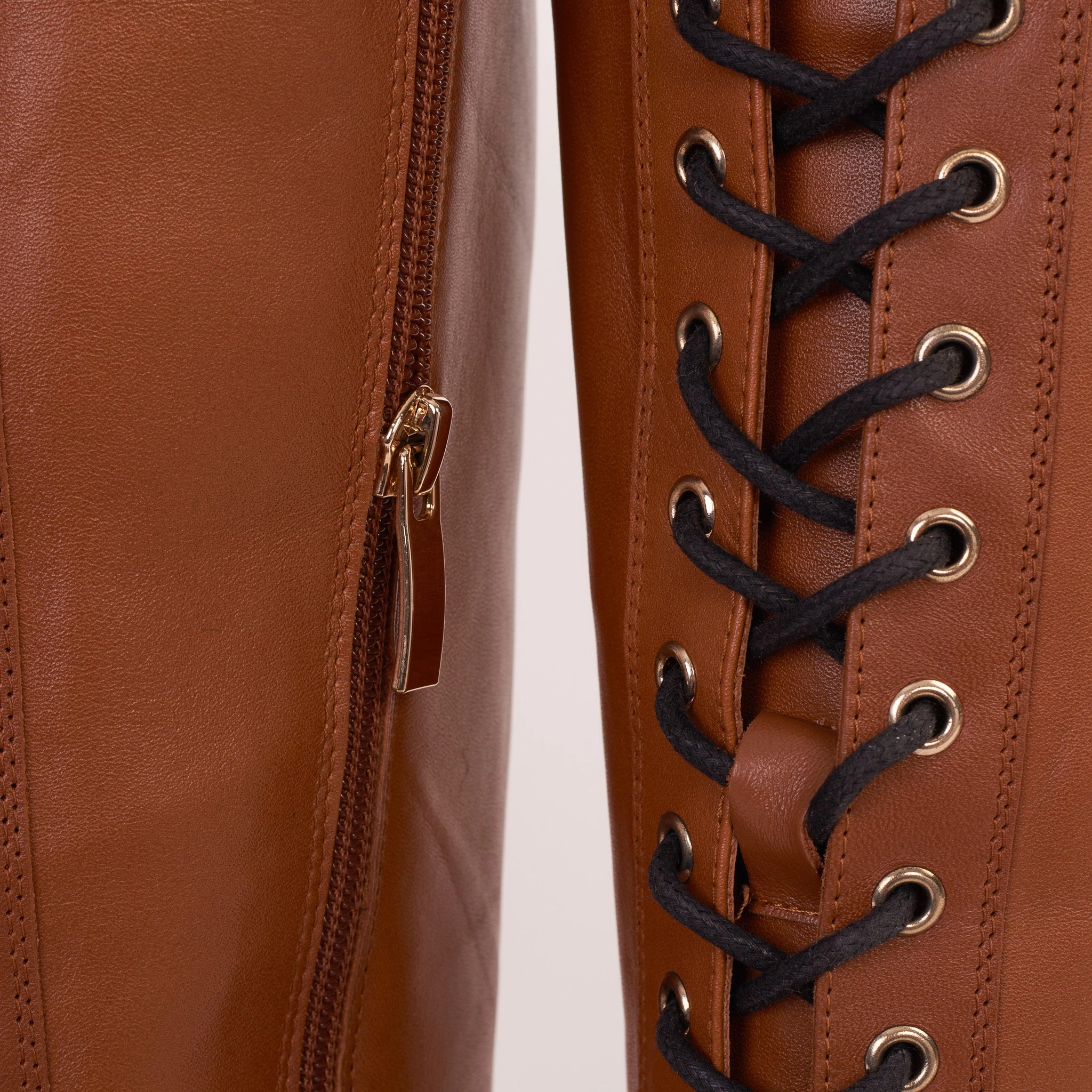 Cute Winter Outfits With Knee High Boots The Istinye Tan Leather Knee High Lace-Up Women Boot Limited Edition Final Sale!