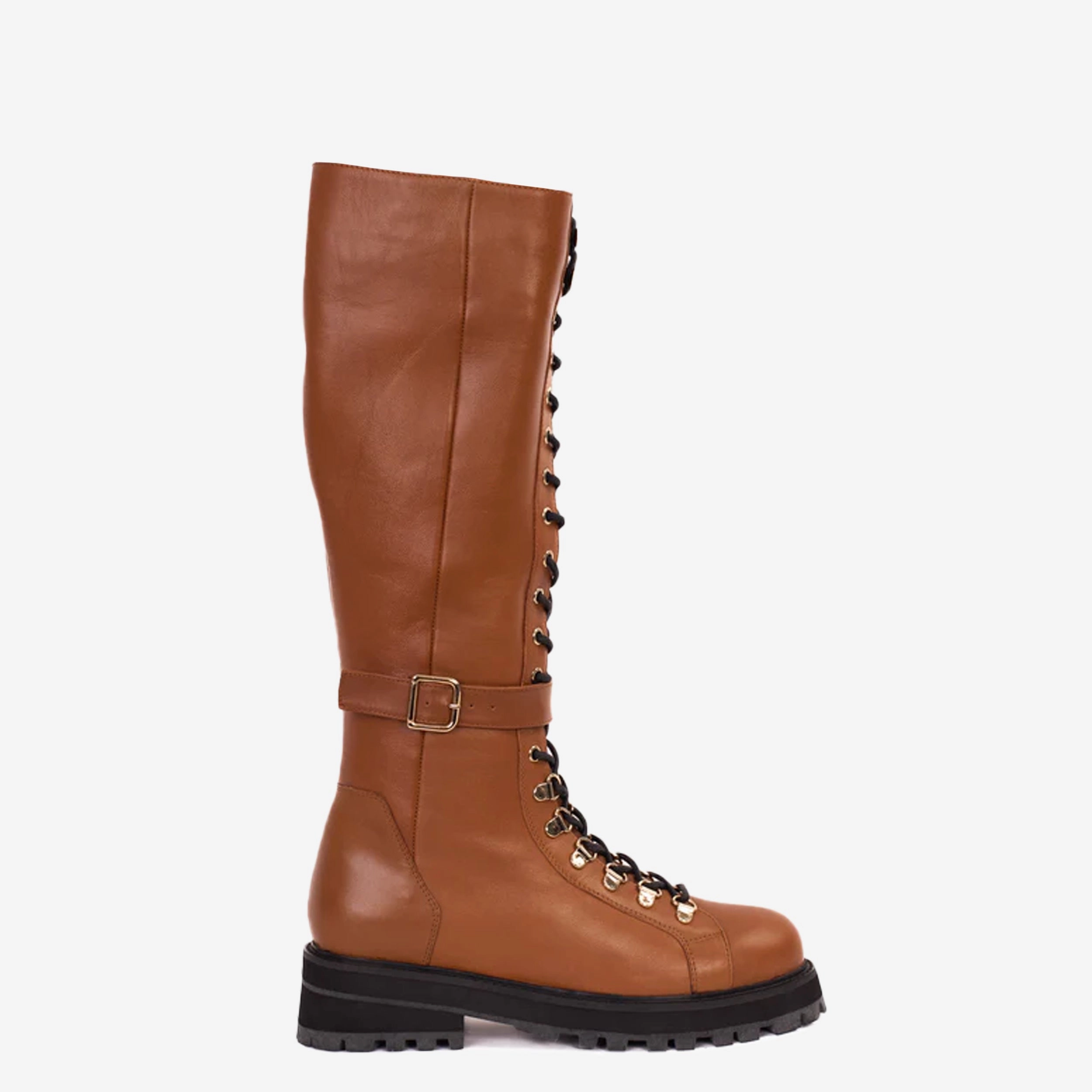 Club Outfits With Knee High Boots The Istinye Tan Leather Knee High Lace-Up Women Boot Limited Edition Final Sale!