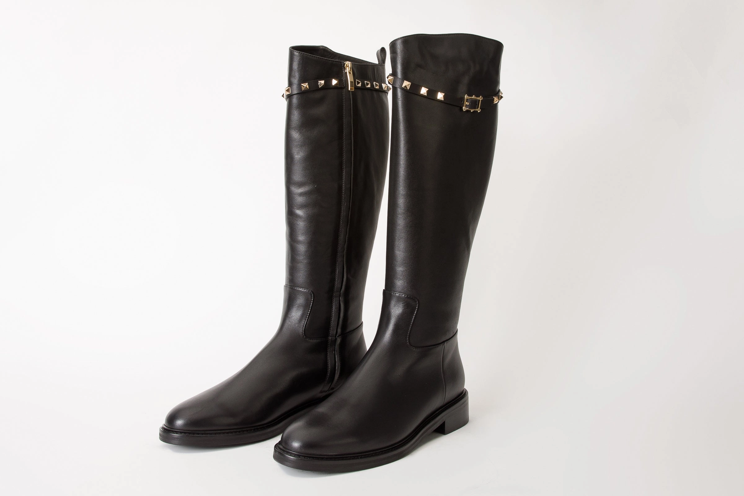 Knee High Metallic Boots The Rica Black Leather Knee High Women Boot Final Sale!