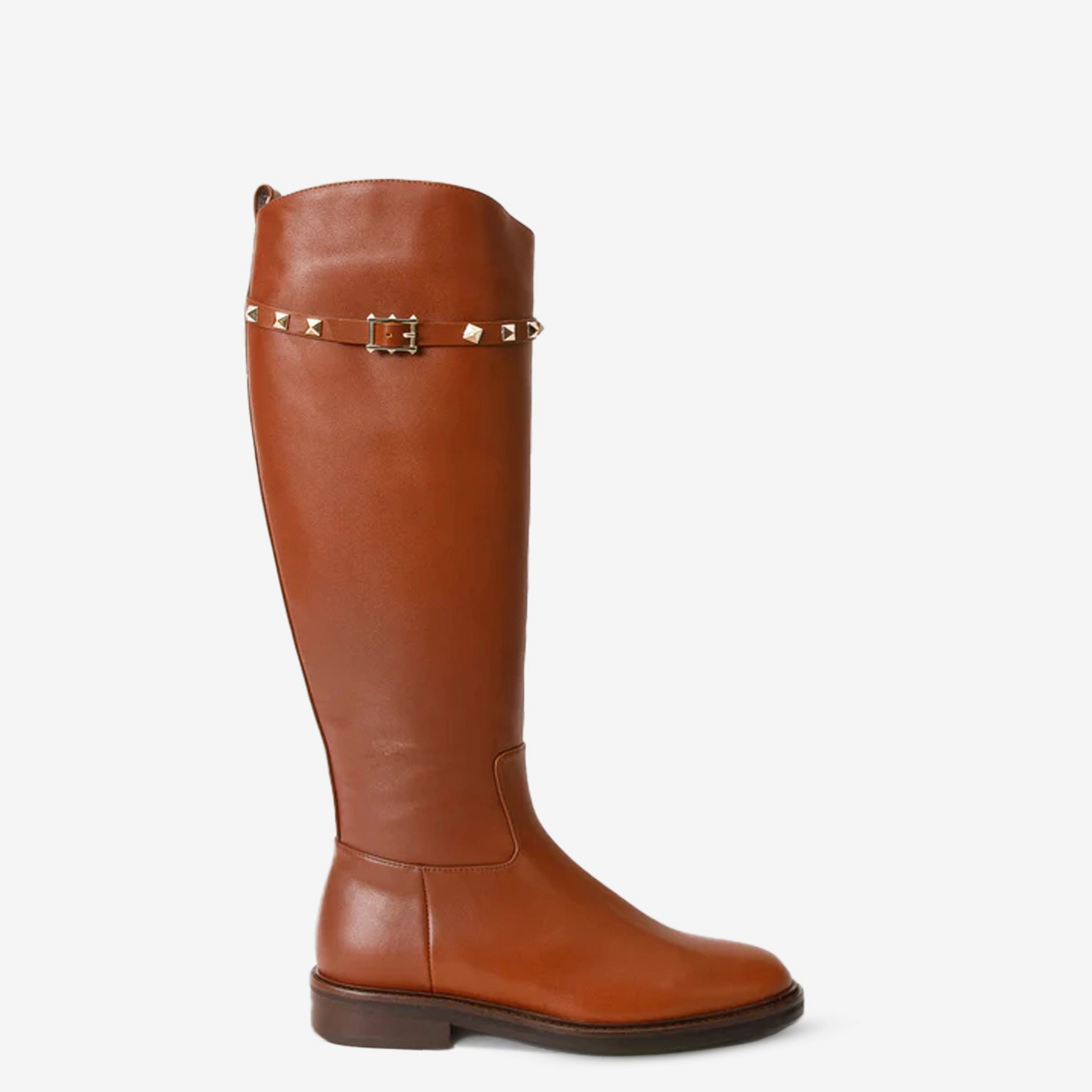 The Rica Tan Leather Knee High Women Boot Final Sale! Knee High Boots With Buckle