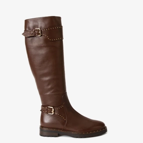 Wide Leg Leather Knee High Boots The Sariyer Brown Leather Knee High Women Boot Final Sale!