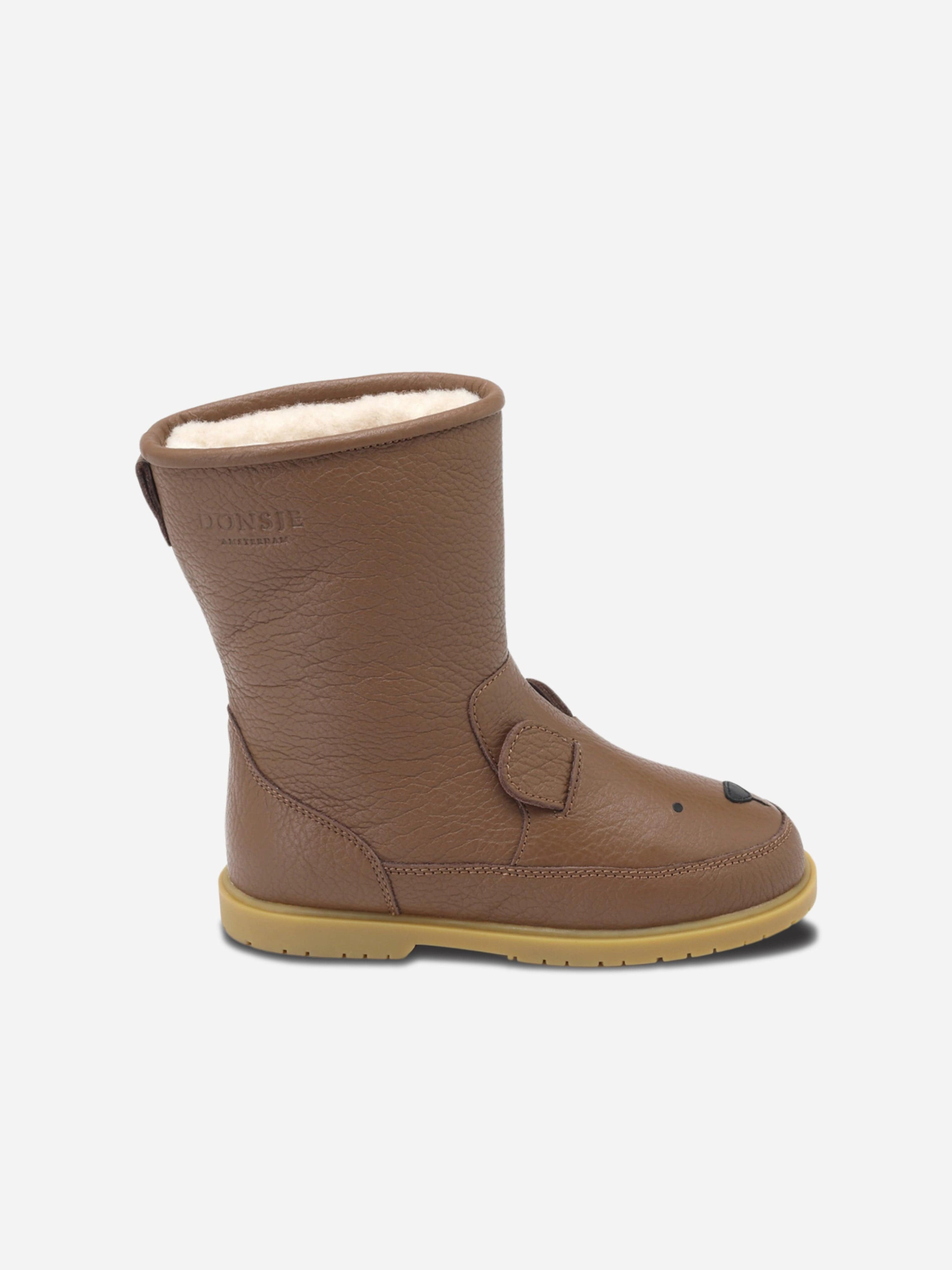 Donsje Kids Wadudu Classic Bear Boots in Brown Saltwater Duck Boots