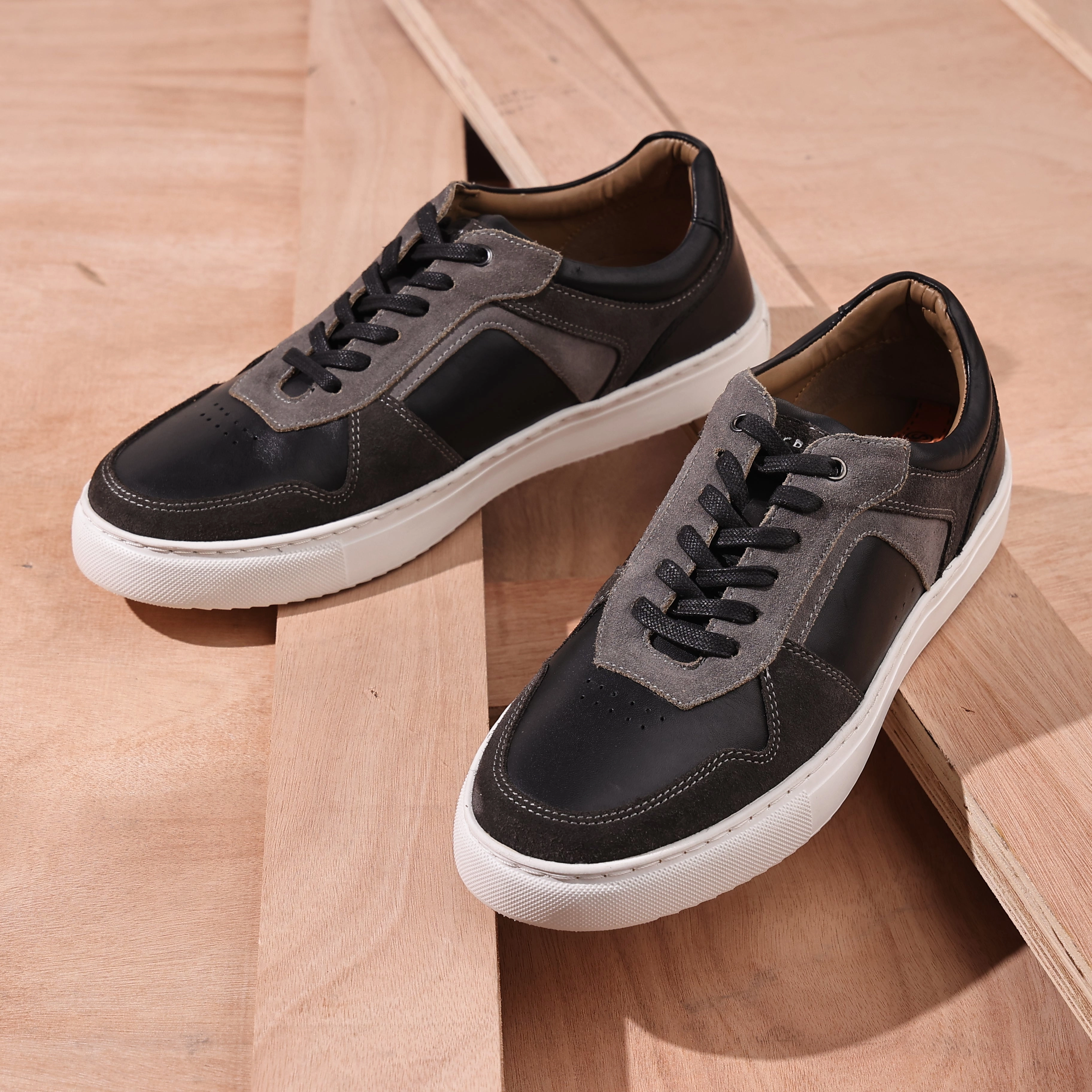 Trentham Leather Smart Casual Trainers - Black Slip Resistant Oxford Shoes