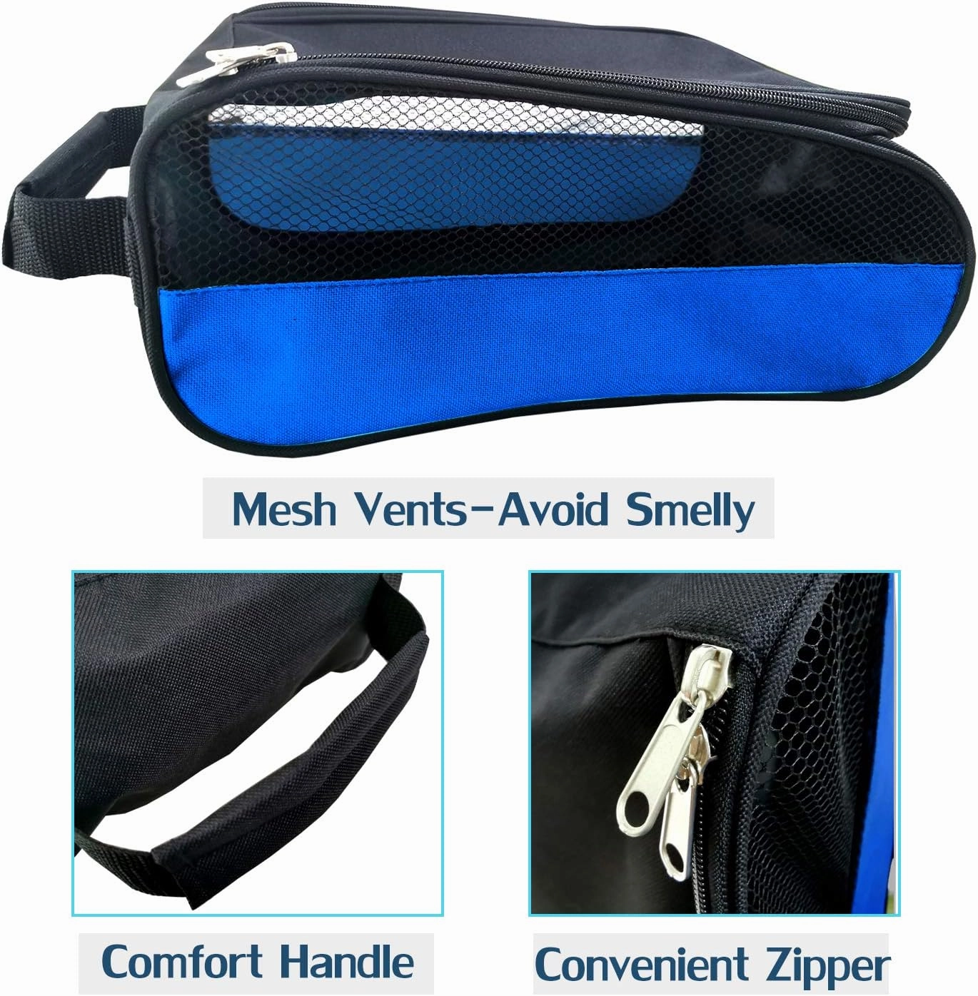 Asics High Top Shoes Getfitsoo Golf Shoe Bag, Golf Shoes Bags Men/Women Outdoor Zippered Carrier Bags with Ventilation Sport Shoes Bag Travel Shoe Bags, Blue, Common