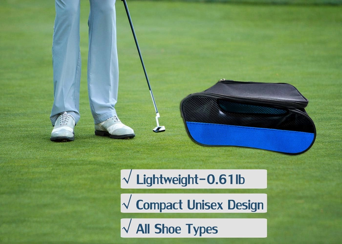 Asics Shoe Lineup Getfitsoo Golf Shoe Bag, Golf Shoes Bags Men/Women Outdoor Zippered Carrier Bags with Ventilation Sport Shoes Bag Travel Shoe Bags, Blue, Common