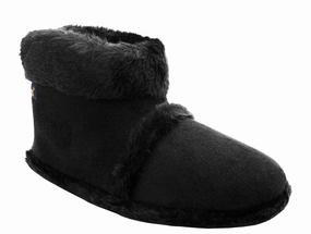 AD3429 Mens Fur Ankle Boot Slippers in Black Most Comfortable Slides