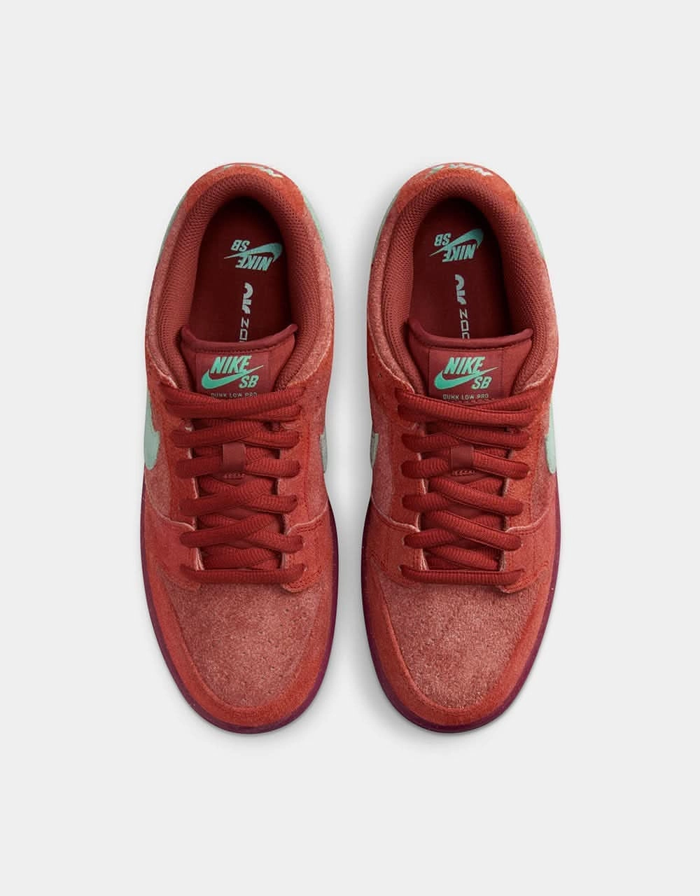 Nike SB Dunk Low Pro Premium Skate Shoes - Mystic Red/Emerald Rise-Rugged Orange-Rosewood-Mystic Red Nike Shoes Afterpay