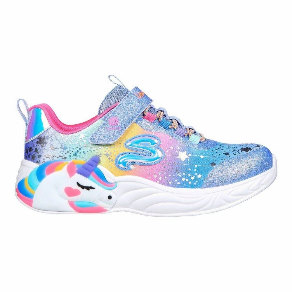 Best Budget Golf Shoes Skechers S Lights: Unicorn Dreams 302311L-BLMT Kids  Blue Multi Shoes JOBB2079