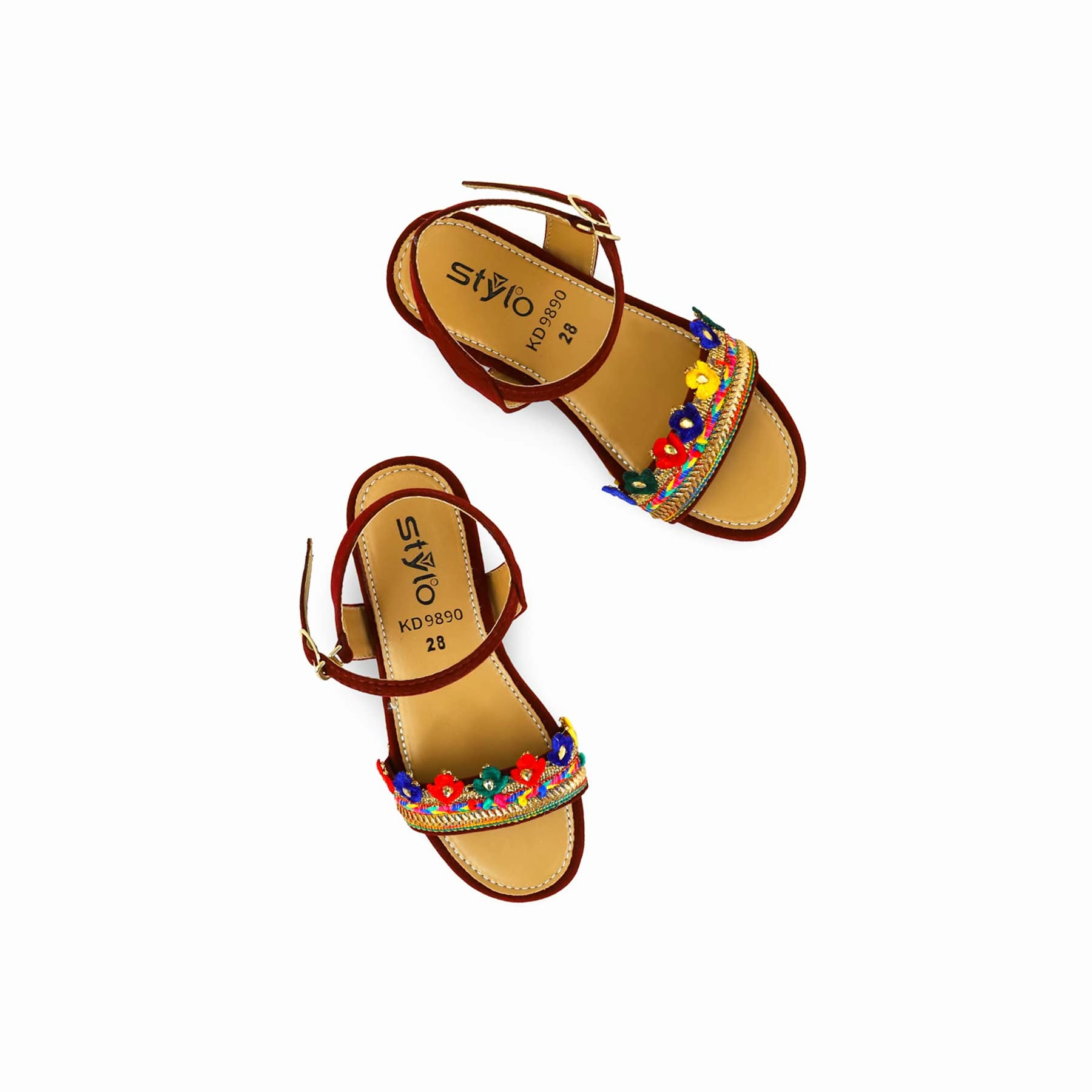 Girls Maroon Casual Sandal KD9890
