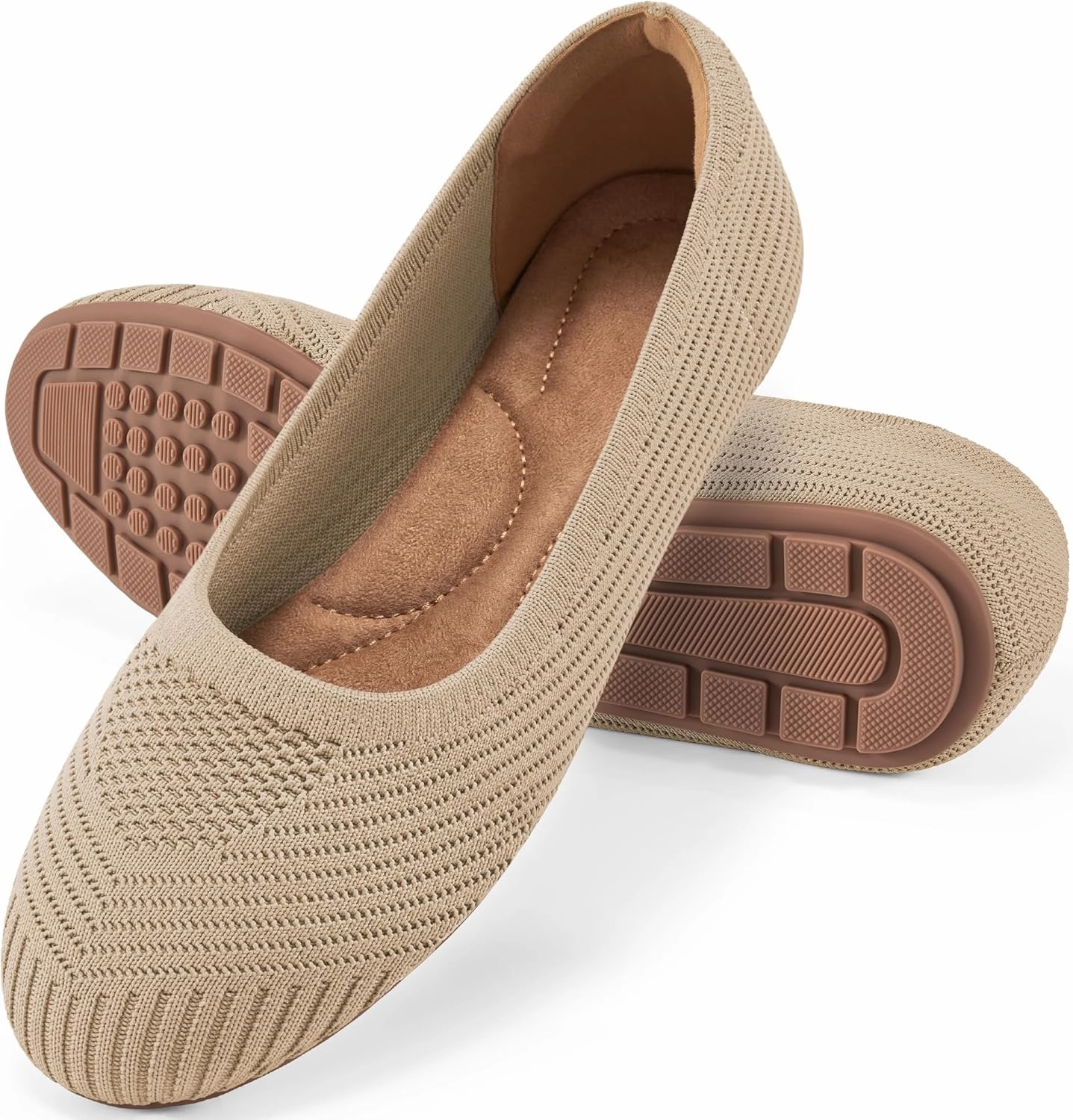 Flats for Women Ballets Shoes: Comfortable Knitted Dressy Work Flats - Ladies Wedding Flat Casual Shoes Asics Leather Golf Shoes