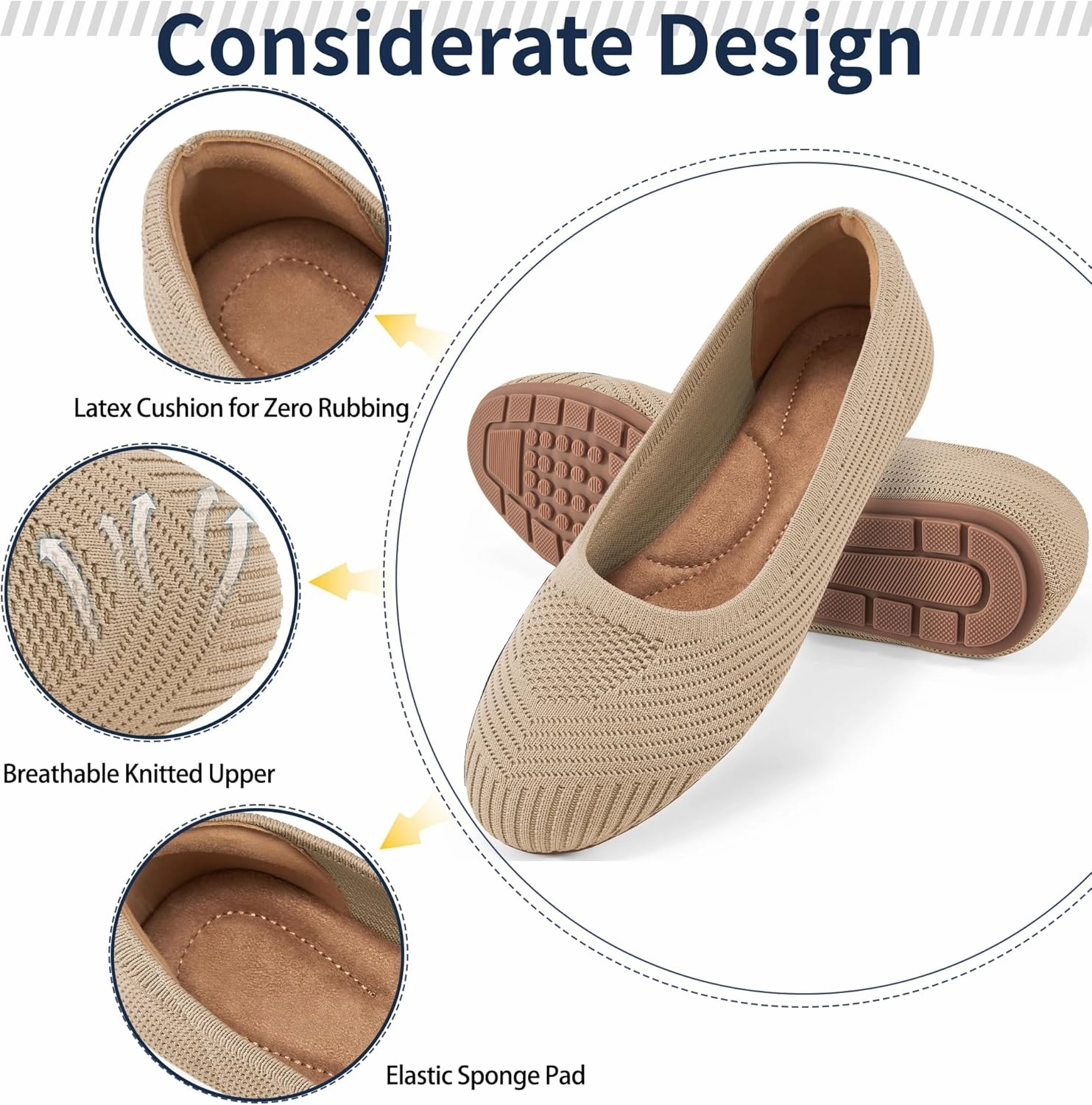 Asics Gel-course Ace Golf Shoes Flats for Women Ballets Shoes: Comfortable Knitted Dressy Work Flats - Ladies Wedding Flat Casual Shoes