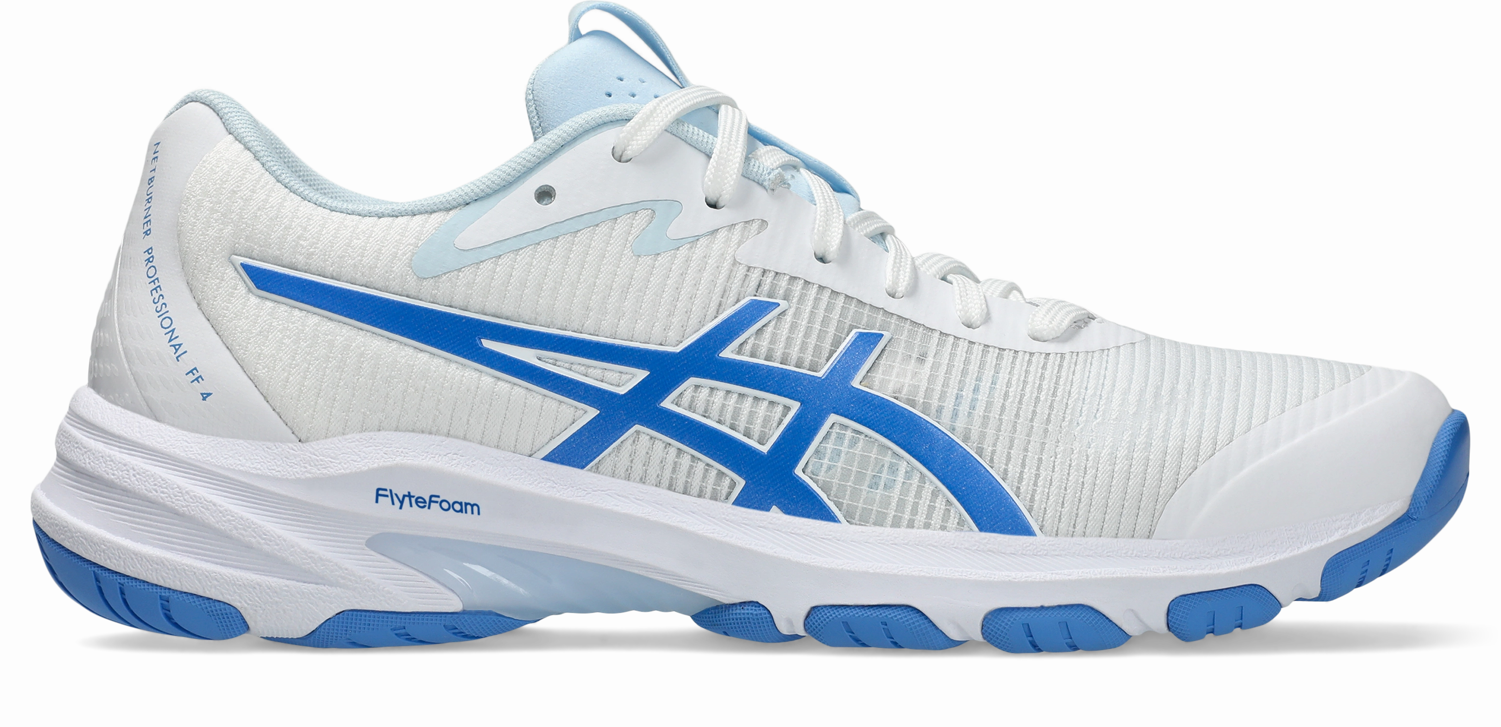 Asics Womens Netburner Professional FF 4 - White/Blue Coast Junior Asics Running Shoes
