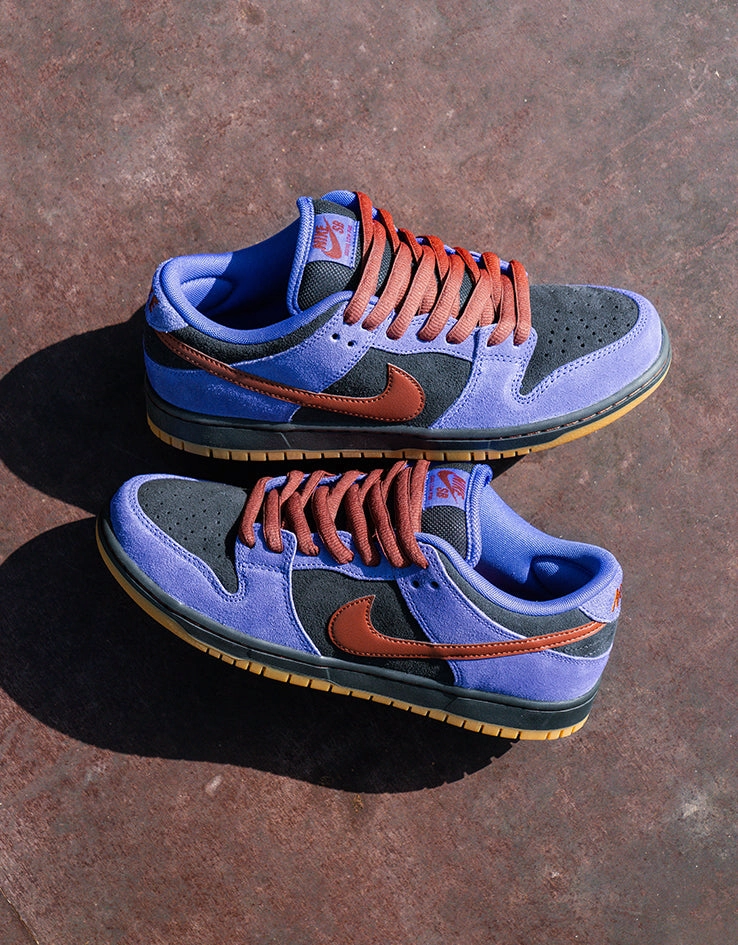Nike SB Dunk Low Pro Skate Shoes - Persian Violet/Cinnamon-Off Noir Nike Flyknit Lunar Shoes