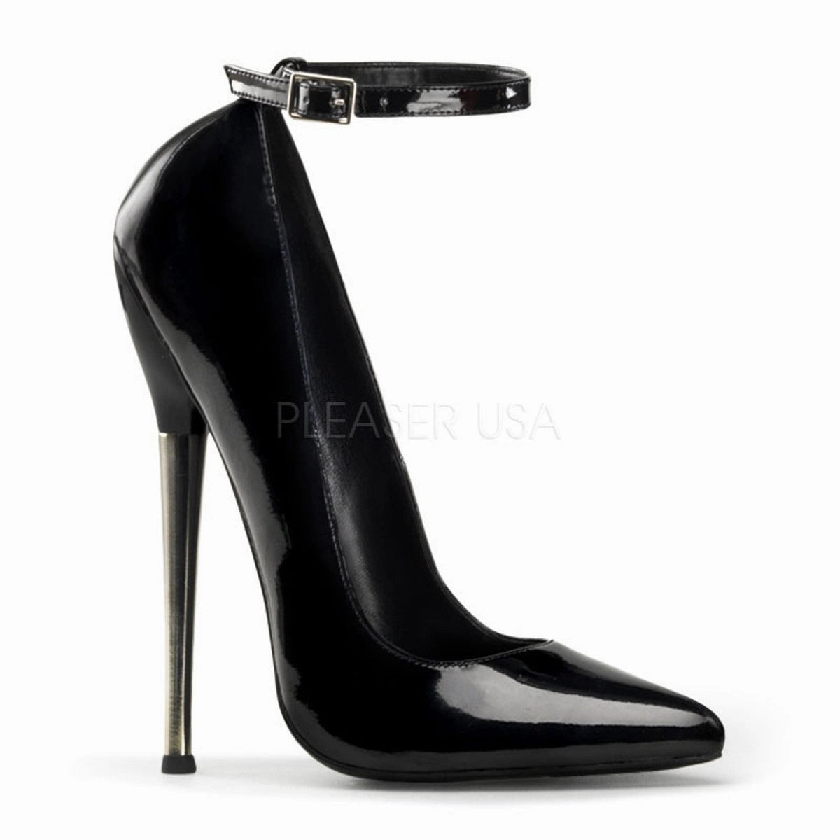 DEVIOUS DAGGER-12 Black Pat Plain Pumps Platform Leather Ankle Boots