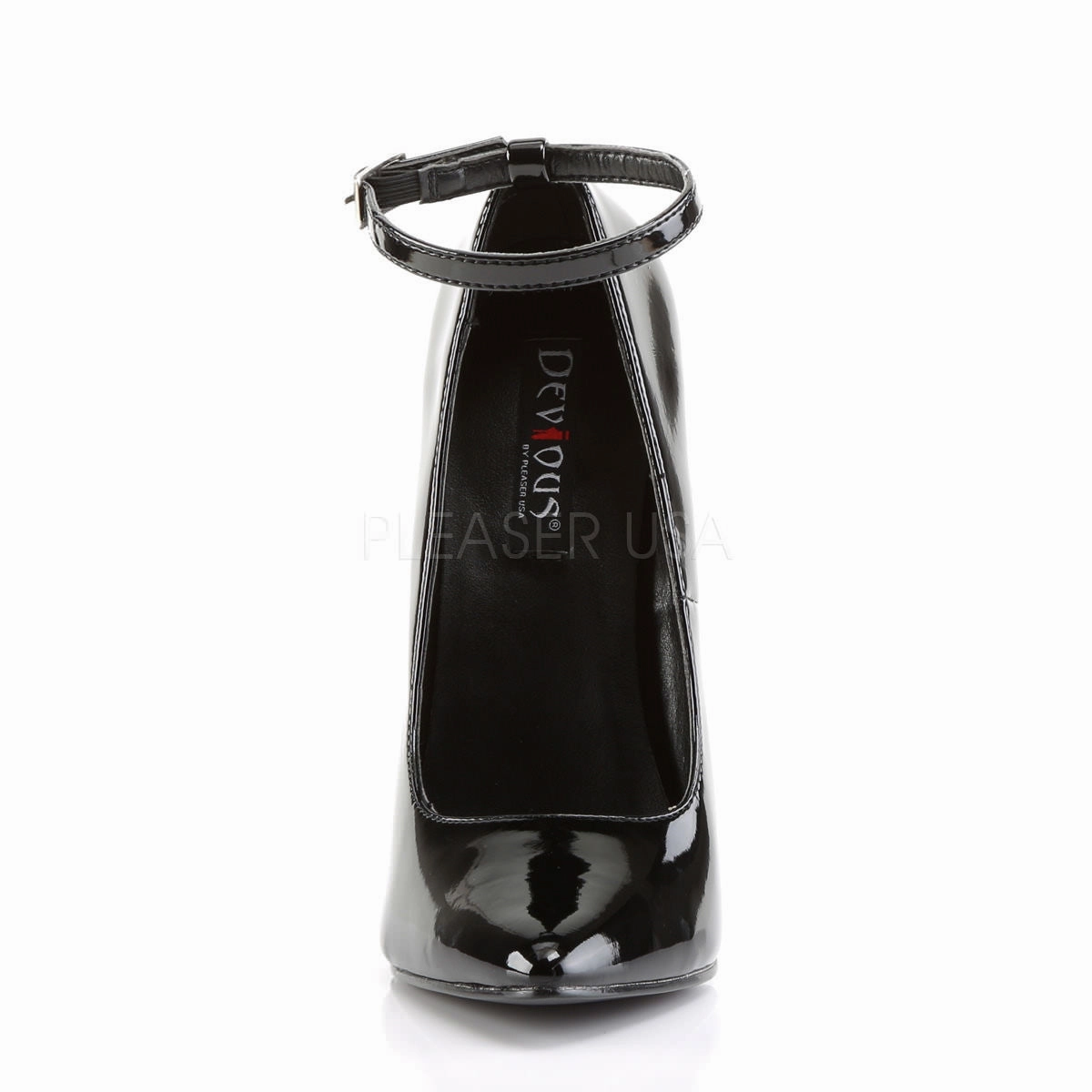 DEVIOUS DAGGER-12 Black Pat Plain Pumps Ankle Boots With Short Heel