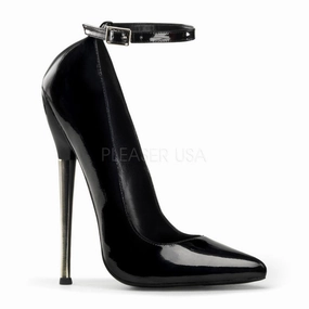 DEVIOUS DAGGER-12 Black Pat Plain Pumps Zero Drop Ankle Boots