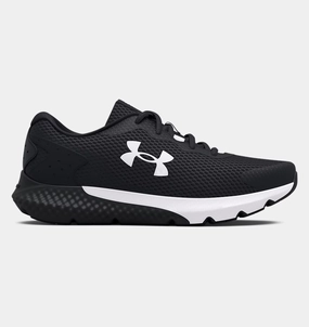 Under Armour Boys' Grade School Charged Rogue 3 Running Shoes- Black/ White (3024981) Gel Venture 10 Running Shoes