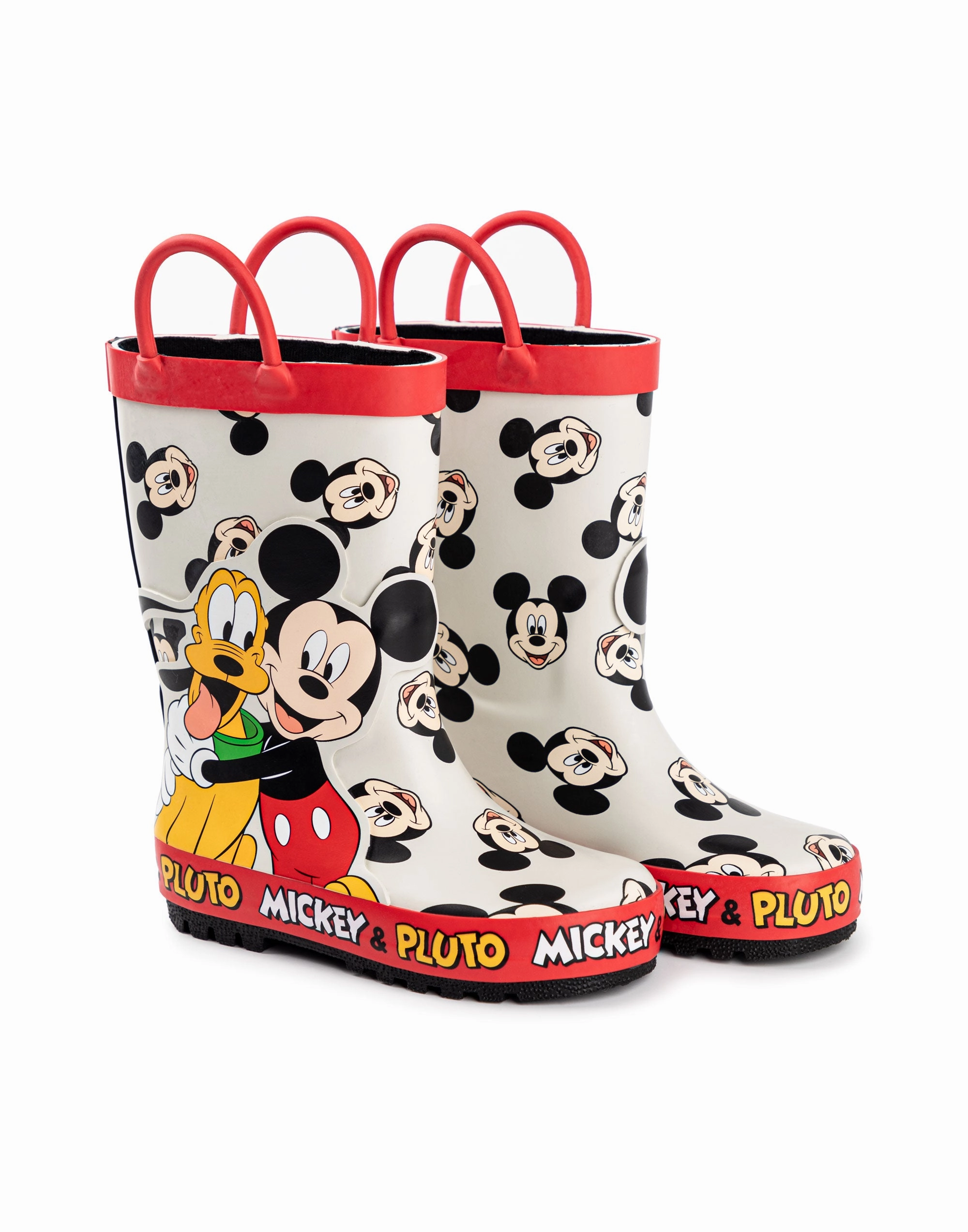Disney Mickey & Pluto Boys Multicoloured Wellington Boots with Handles Ice Vibe Boots