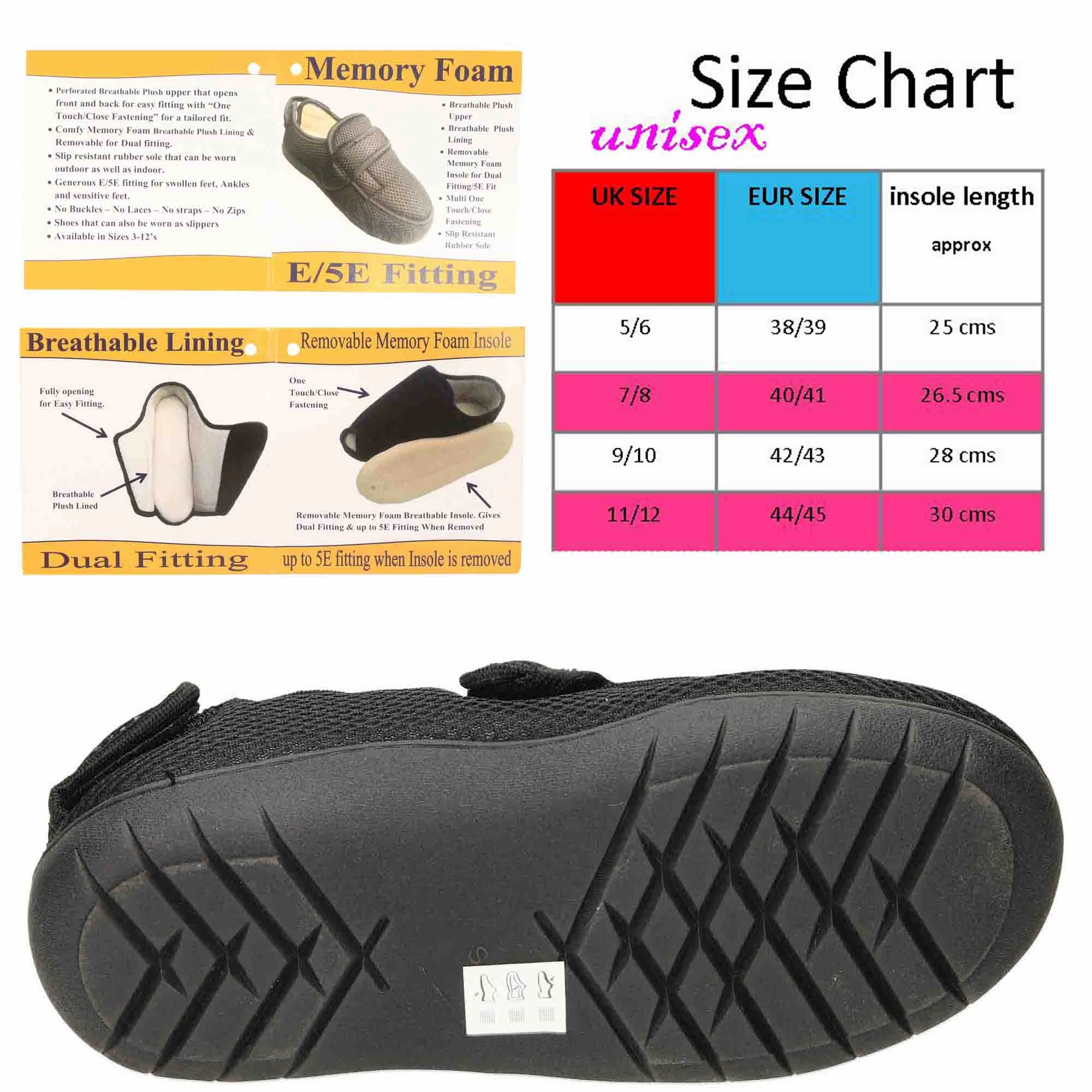 Crochet Slippers Granny Square Unisex Extra Wide Fit Closed Toe Slippers Shoe Boot Breathable E/5E Mens Ladies Size UK 5/6