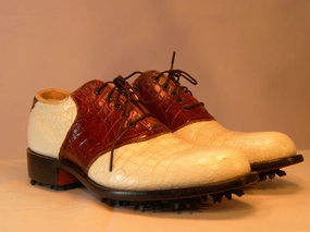 Puma Golf Creme & Brown Gator Tres Outlaw Golf Shoes 1224