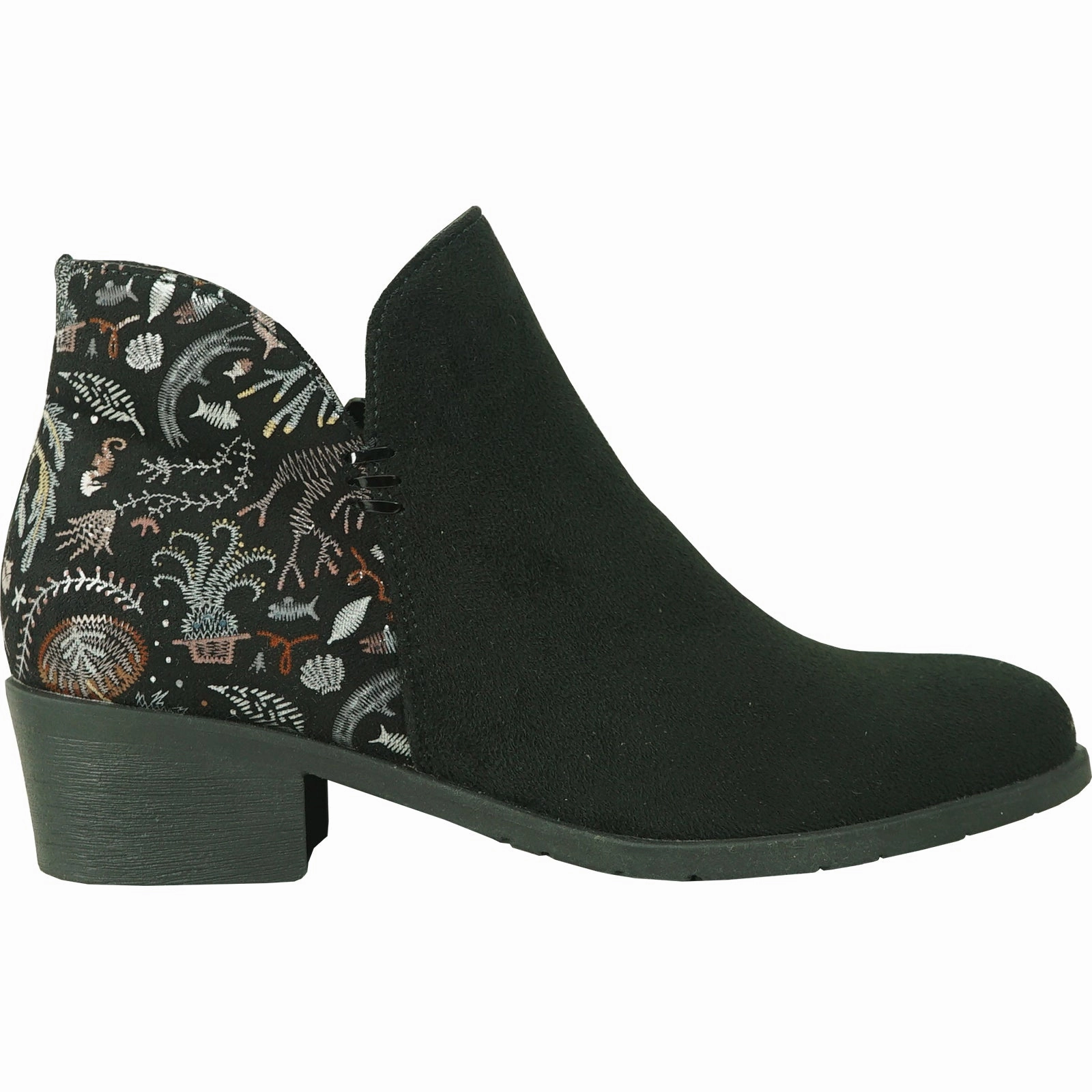 VANGELO Women Boot HF0400 Ankle Dress Boot Black Ankle Boots With Brown Heel