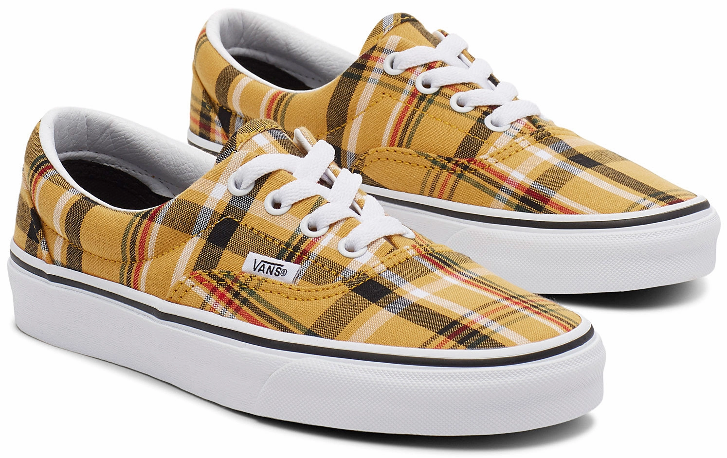 Vans Eras Plaid Yellow/True White Wide Width Skate Shoes