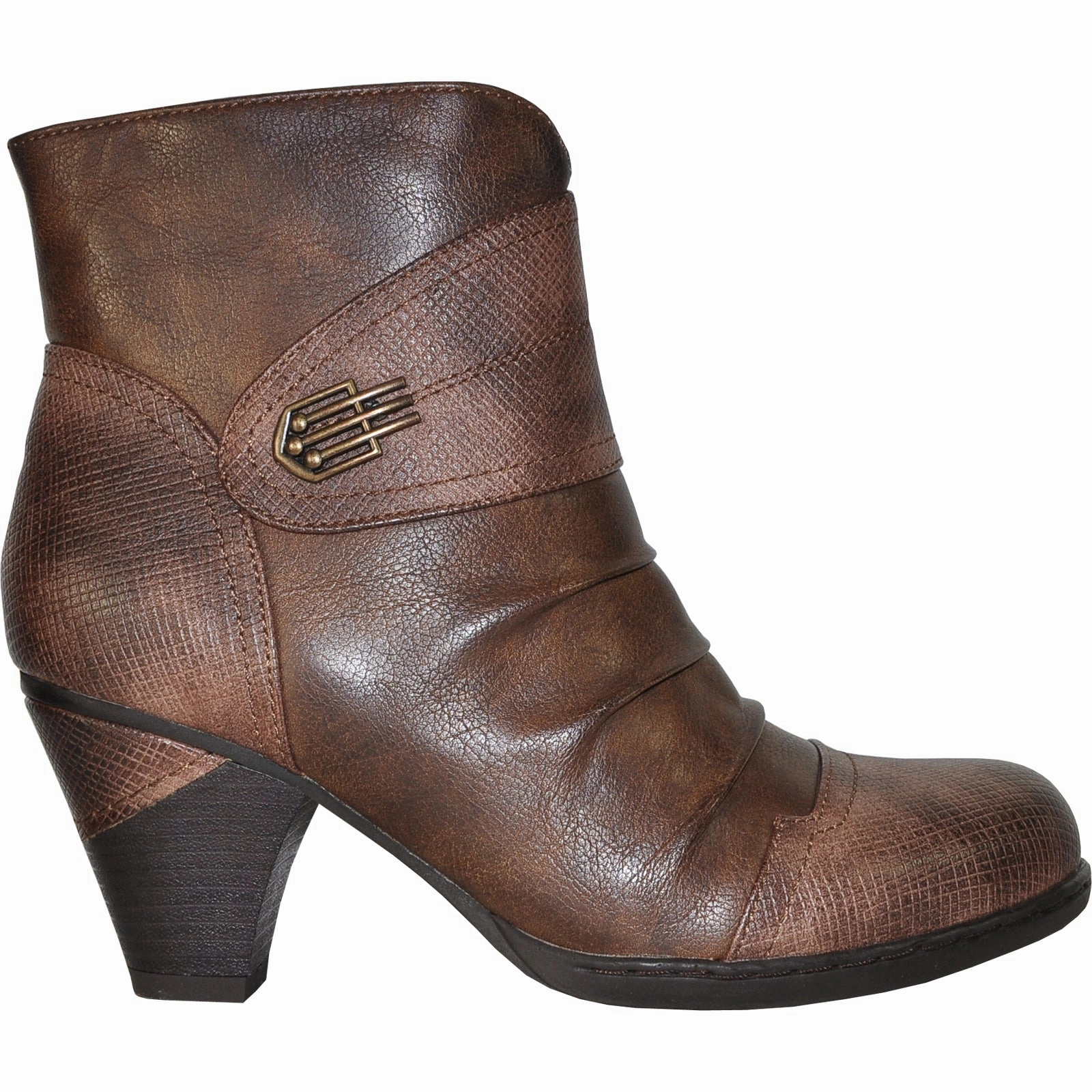 VANGELO Women Boot HF8400 Ankle Dress Boot Brown Small Ankle Boots