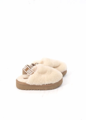 Victoria Robe And Slippers Kids Girl's Fur Platform Slippers,Off White