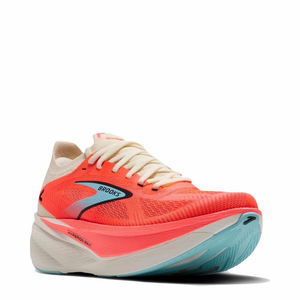 Cross Training Shoe Brand Brooks Women's Hyperion Max 3 Sneaker in Coconut/Fiery Coral