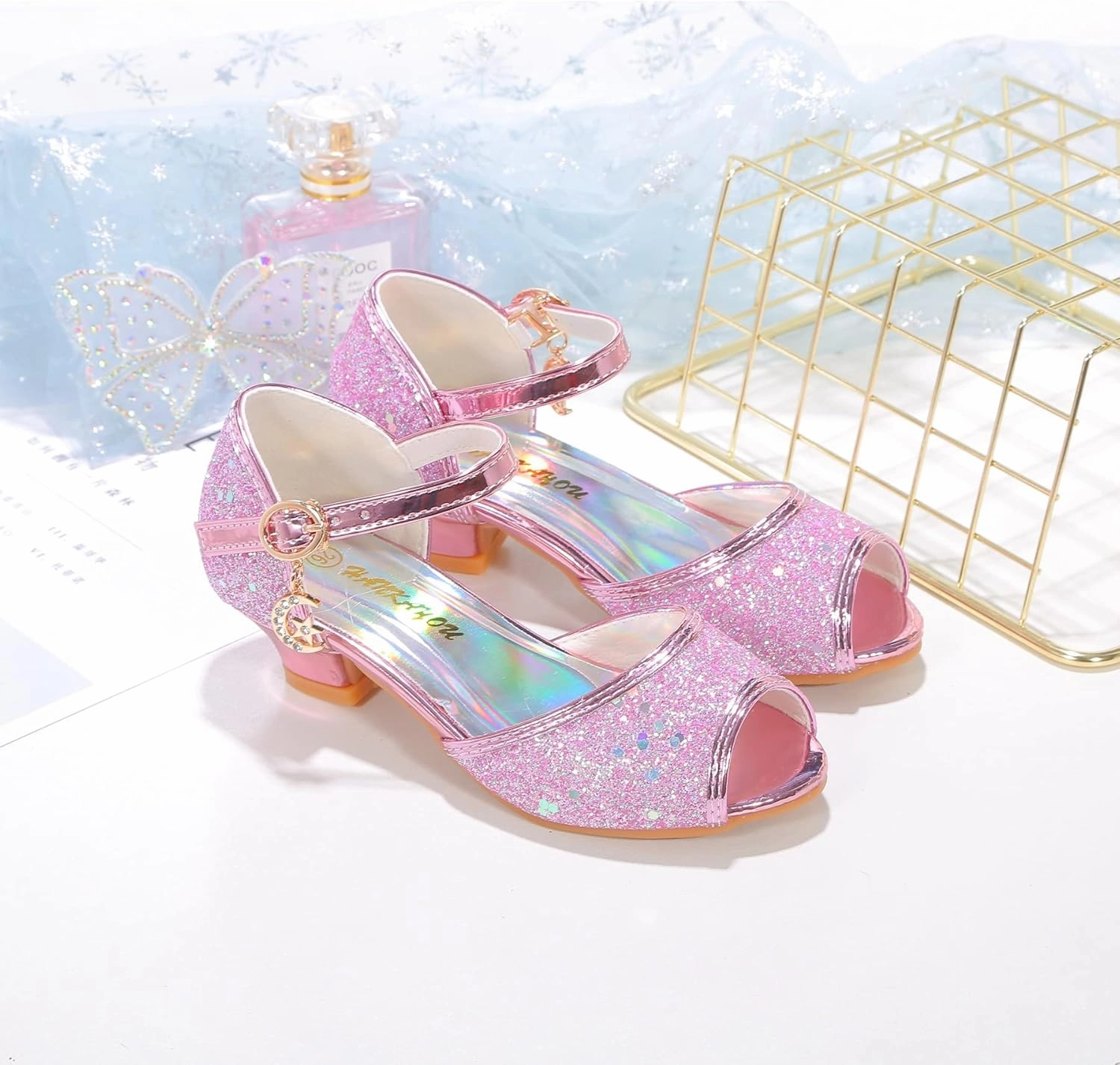 Girls Mary Jane Glitter Wedding Party Dress Shoes Princess Flower Strap Shoes Overpronation Asics Shoes