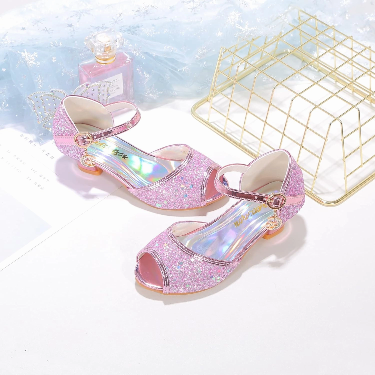 Girls Mary Jane Glitter Wedding Party Dress Shoes Princess Flower Strap Shoes Asics Shoes With Duomax