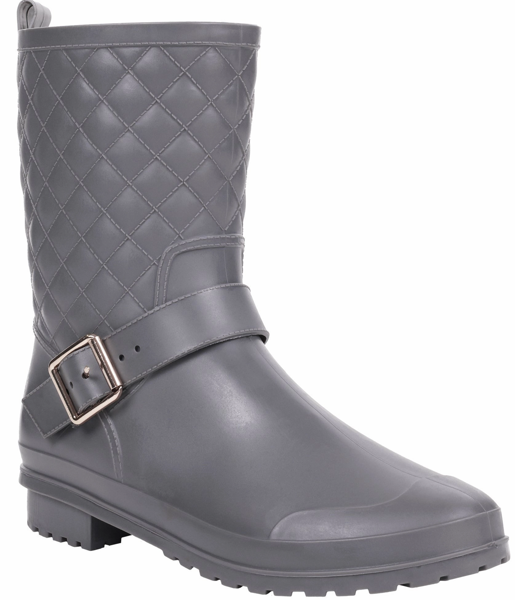 Kohl's Rain Boots Ladies Matte Solid Grey Quilted Mid-Calf Rain Boot