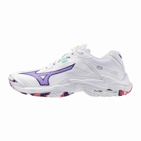 WAVE LIGHTNING Z8 - White/Violet Indigo/Camellia Rose (NEW) Best Volleyball Shoes Ankle Support 2025
