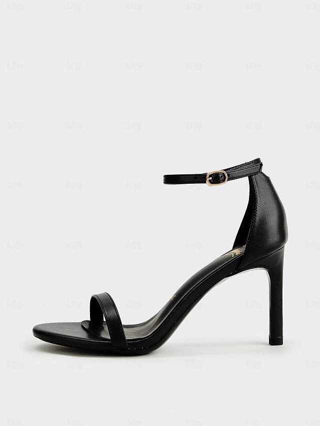 Ankle Strap Open-Toe Women Black Stiletto Elegant - Sandals for