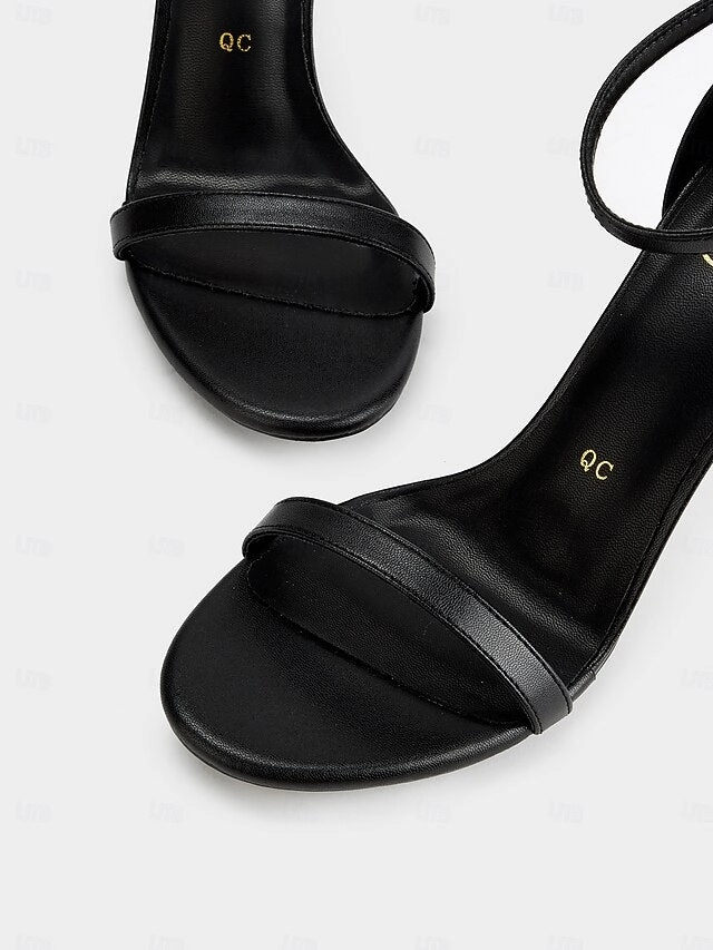 Ankle Strap Open-Toe Women Black Stiletto Elegant - Sandals for