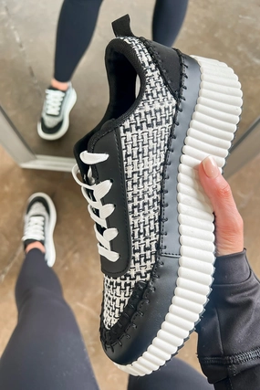 Vegan Tennis Shoes Casarah Blanket Stitch Platform Sneakers - FINAL SALE