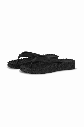 Women's Cheerful Platform Flip Flops In Black Promotional Products Flip Flops