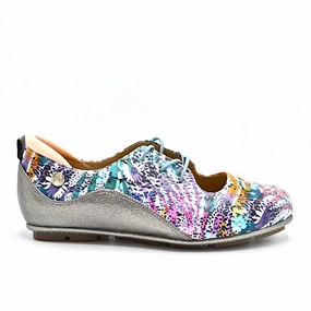 Women's Vibe Slip-On Flat Shoes In Abstract Print & Silver Leather Gordon And Bros Chelsea Boots