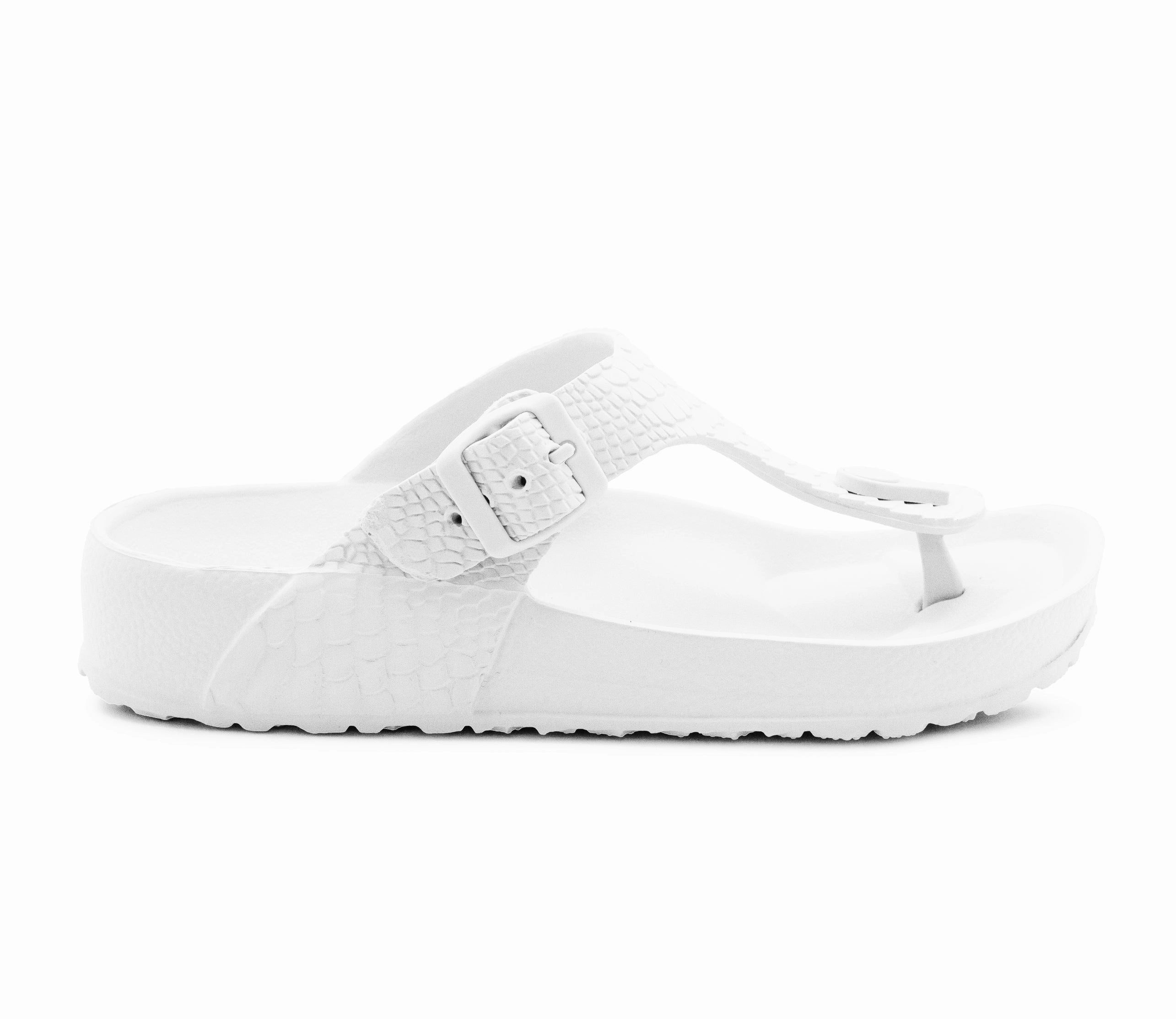 Glide Post Flip Flops Womens Ladies Lightweight EVA Toe Post Slip On Flat Beach Summer Pool Slides Water Shoes Flip Flops Sandals White