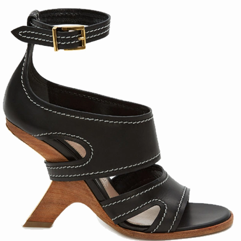 High Heel Ankle Boots Wood Heel Ankle, Black