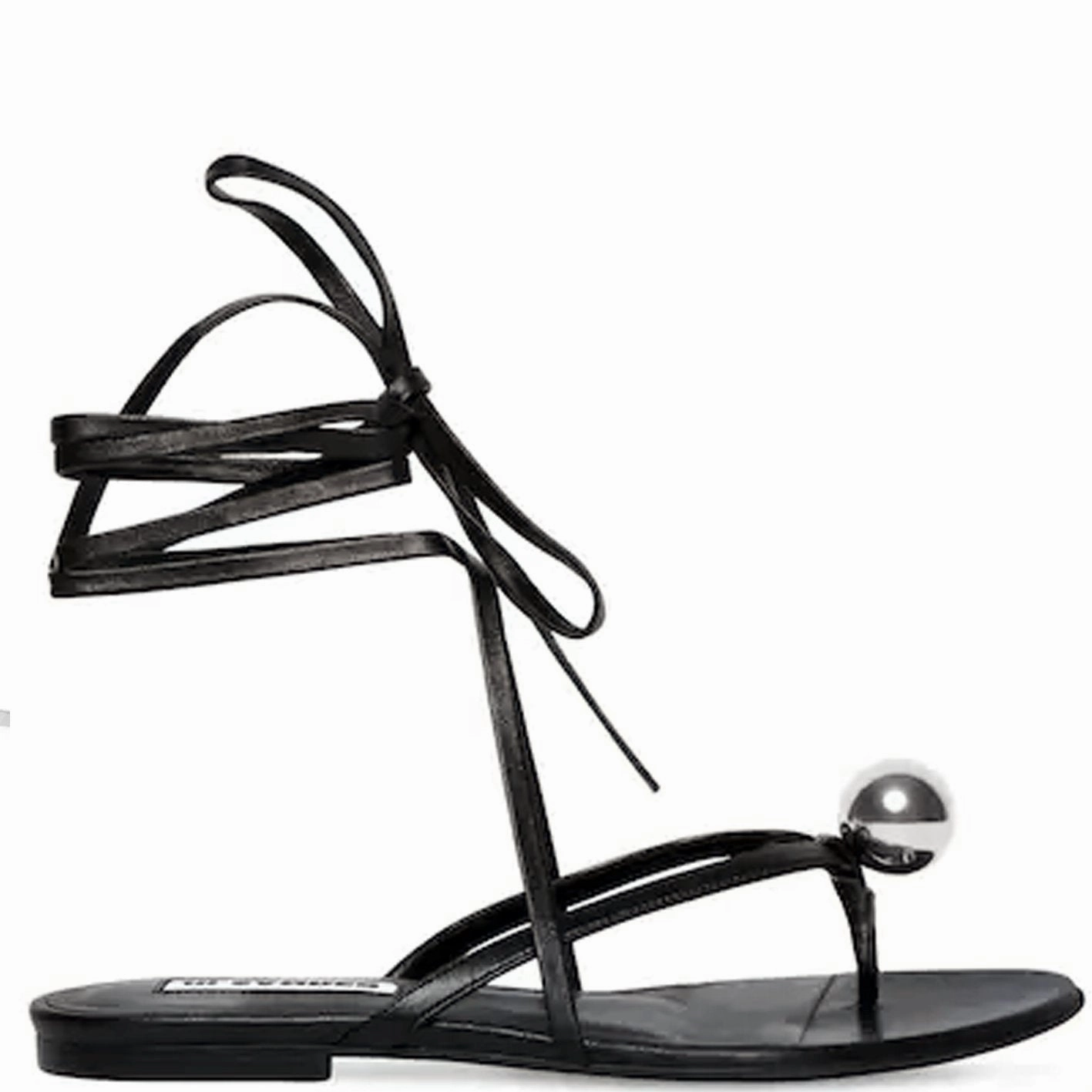 Platform Stiletto Ankle Boots Wrap Thong Sphere, Black