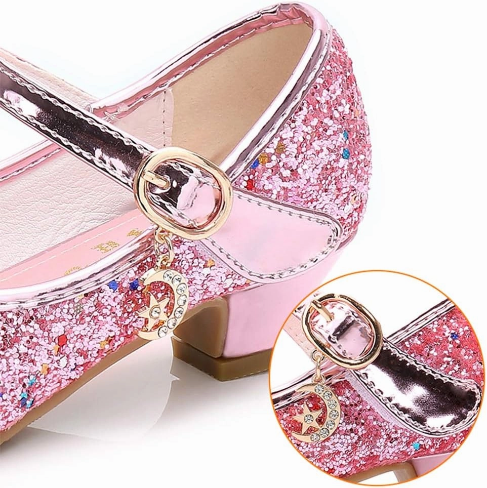 YING LAN Girls Cosplay Dress Wedding Party Shoes Glitter Sequins Low Heel Mary Jane Princess Shoes Asics Shoes Foot Locker